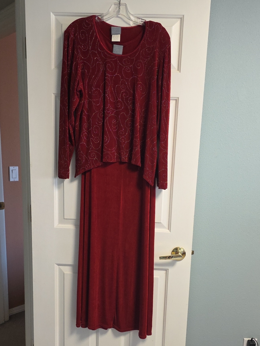 Rabbit Rabbit Rabbit Red Swirl Embellished Top Over Sleeveless Dress